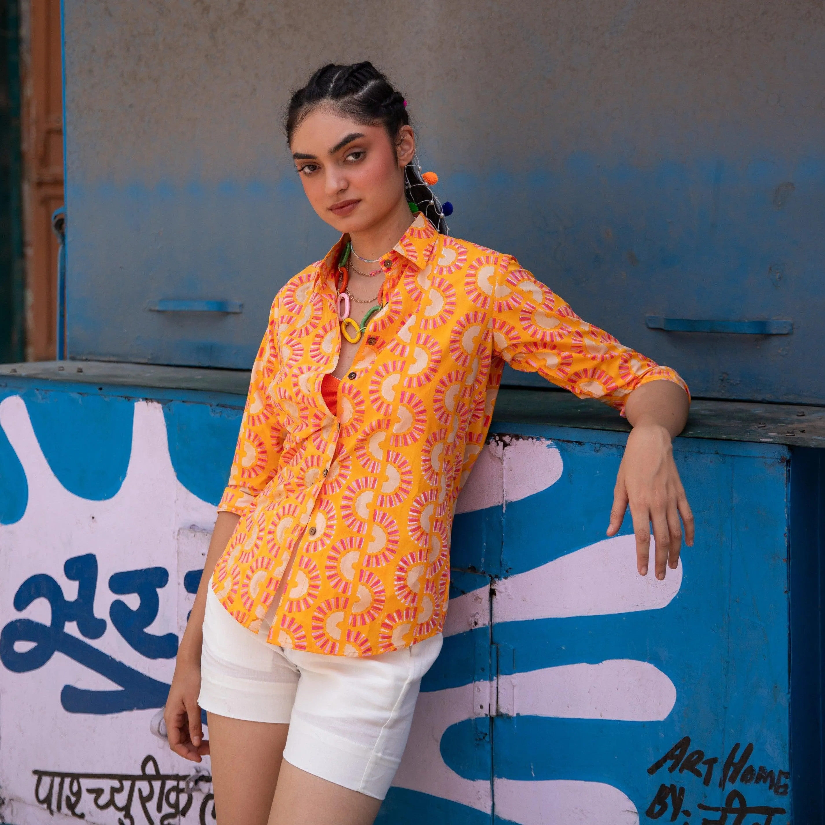 Rainbow Dreams Orange Cotton Shirt