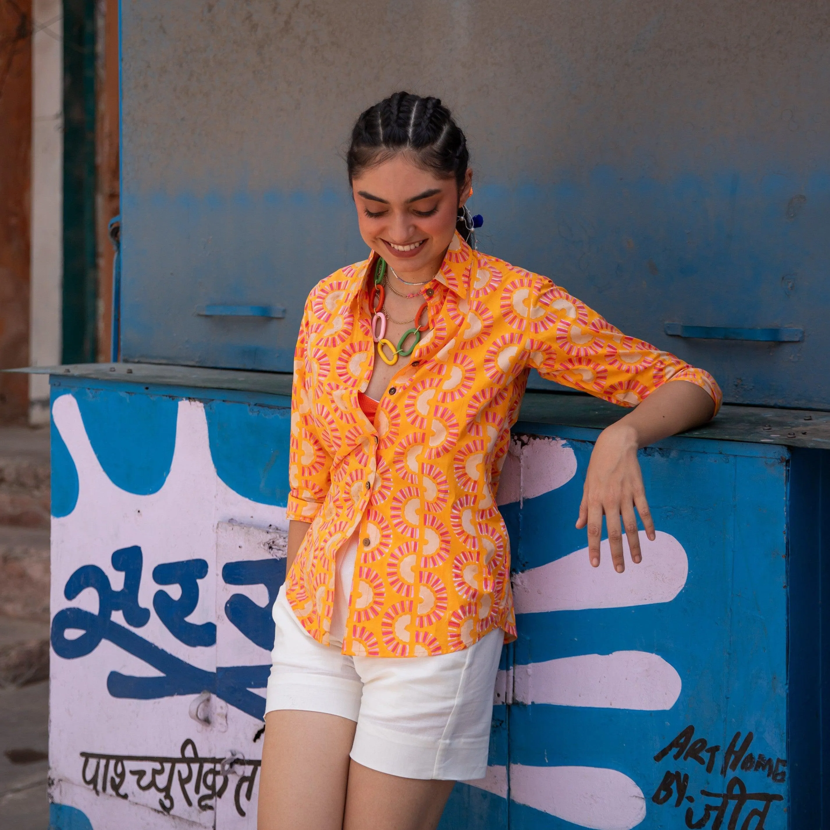 Rainbow Dreams Orange Cotton Shirt