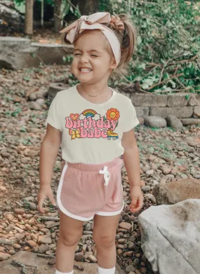 Retro Birthday Babe Shirt Rainbow