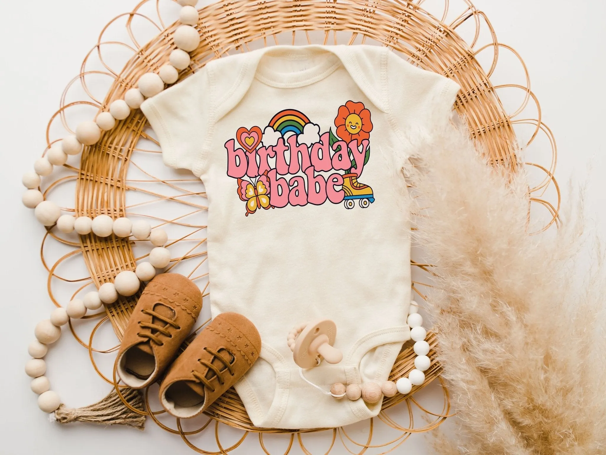 Retro Birthday Babe Shirt Rainbow
