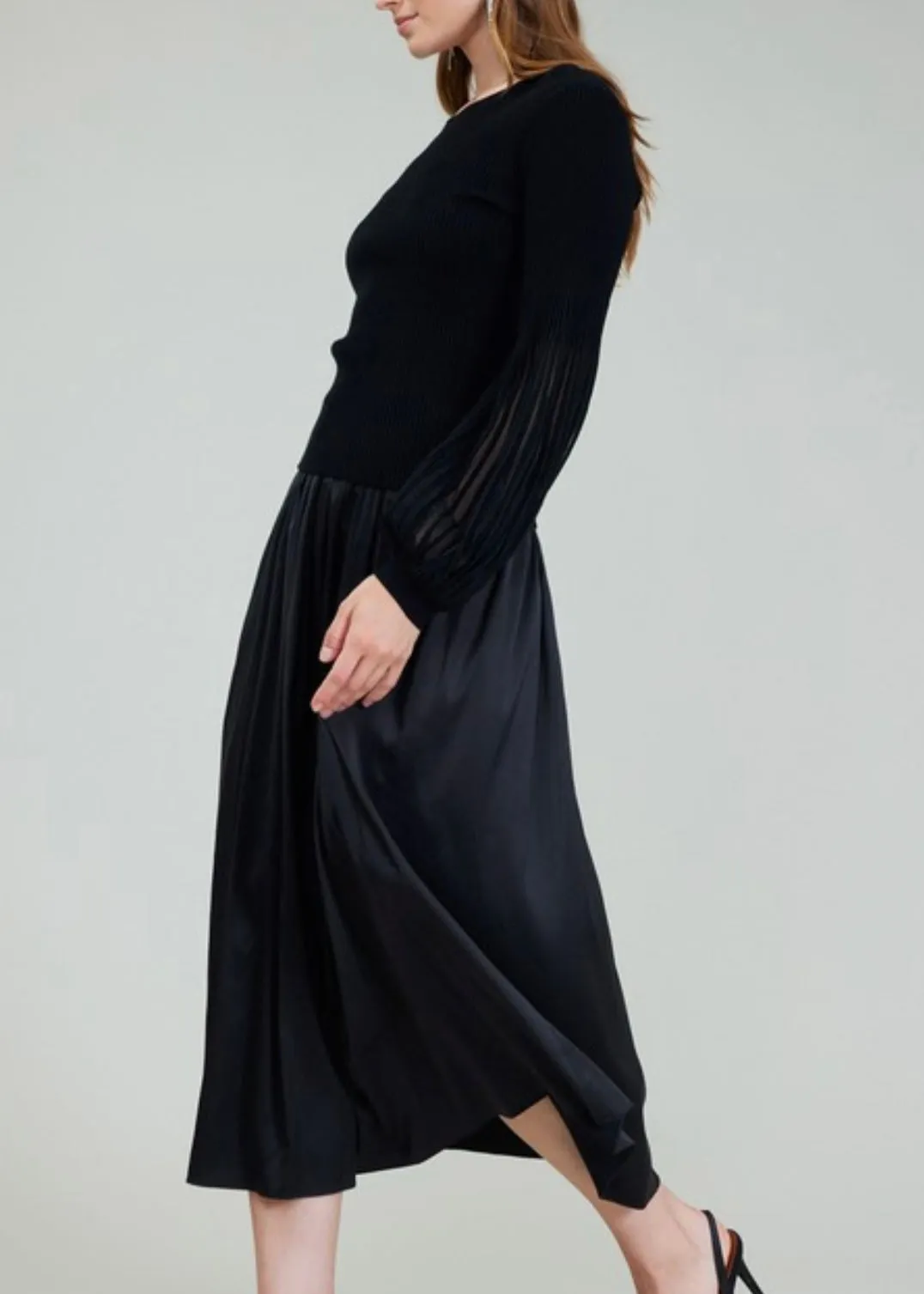 Sheer Detail Sweater Cami Dress