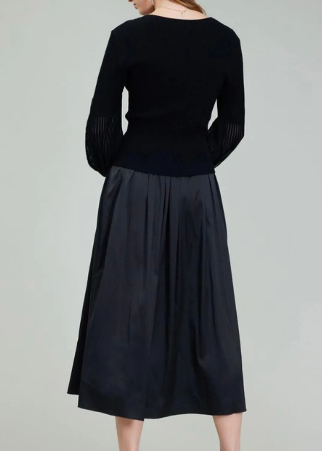 Sheer Detail Sweater Cami Dress