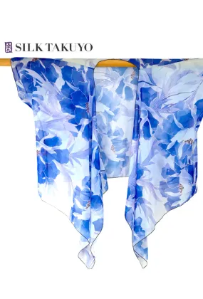 Sheer Kimono Jacket, Blue Peony