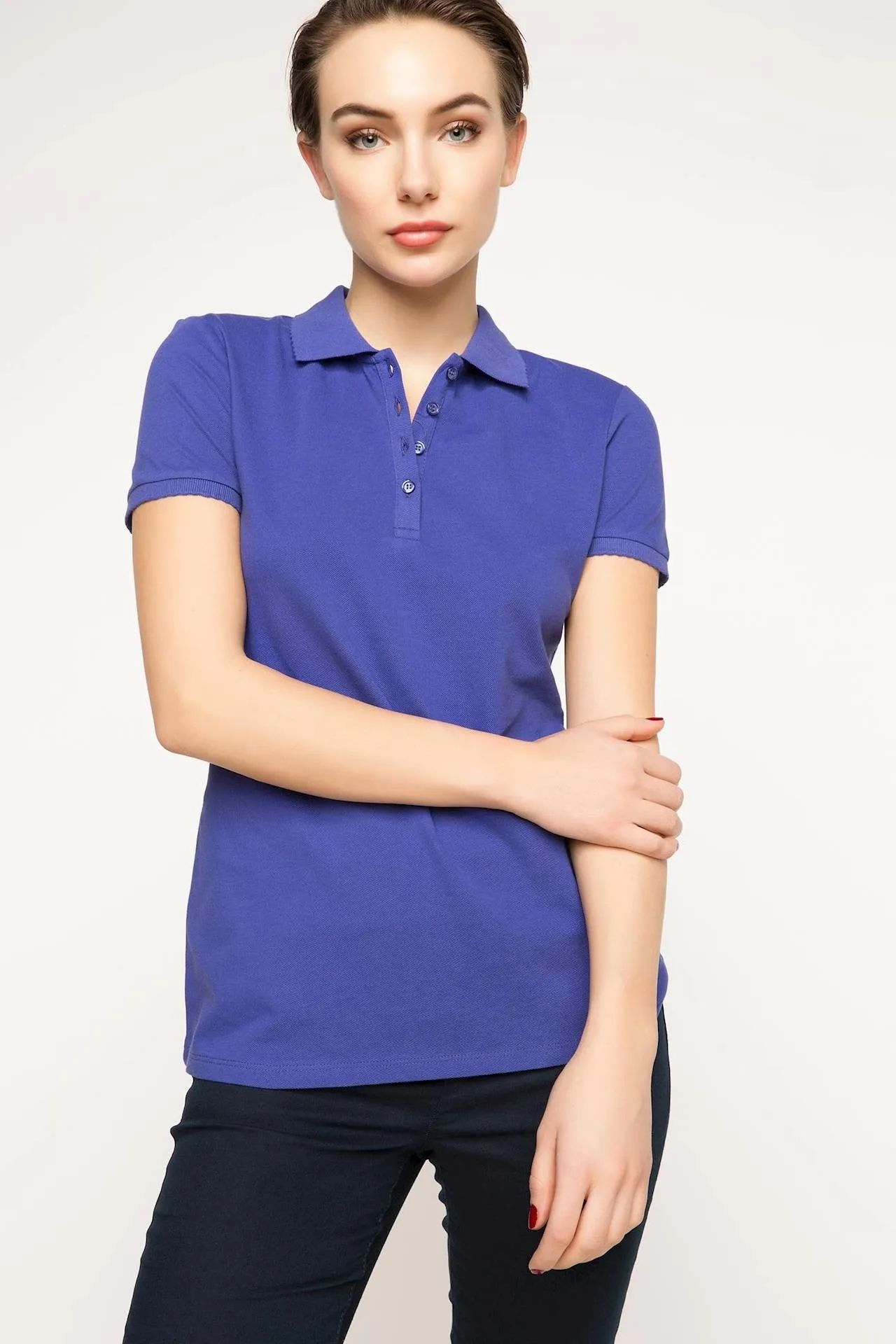 Sidiou Group Women's Short Sleeves Purple Basic Polo T-Shirt