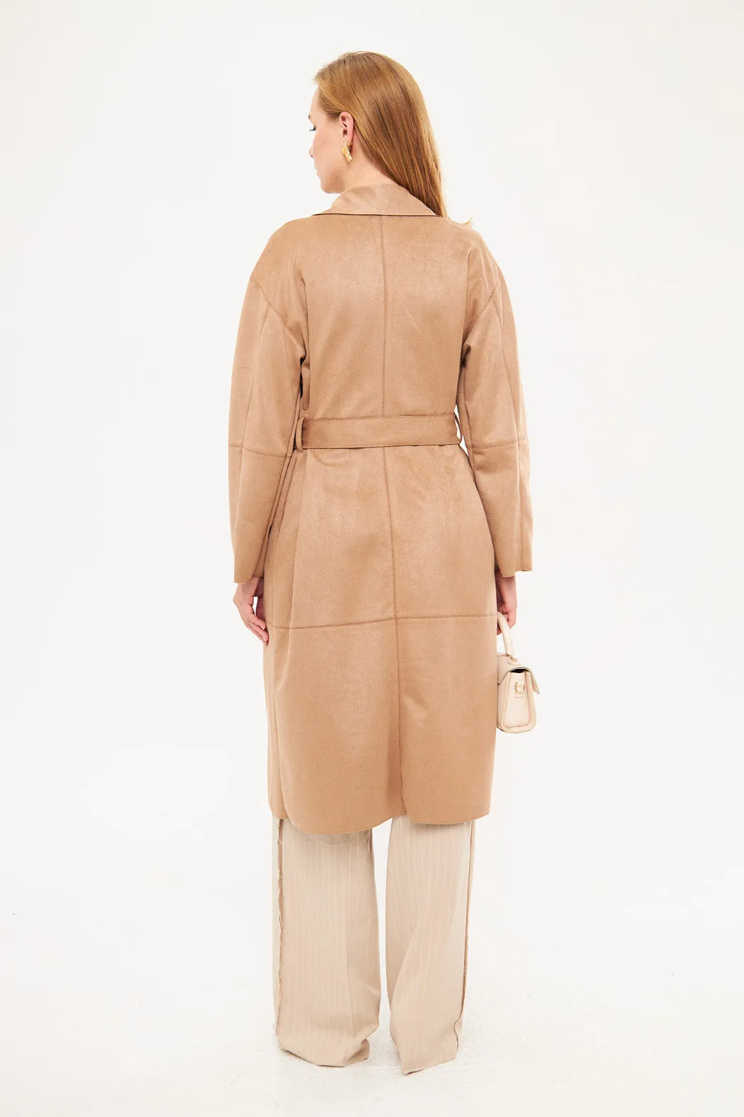 Solid Sectioned Midi Coat