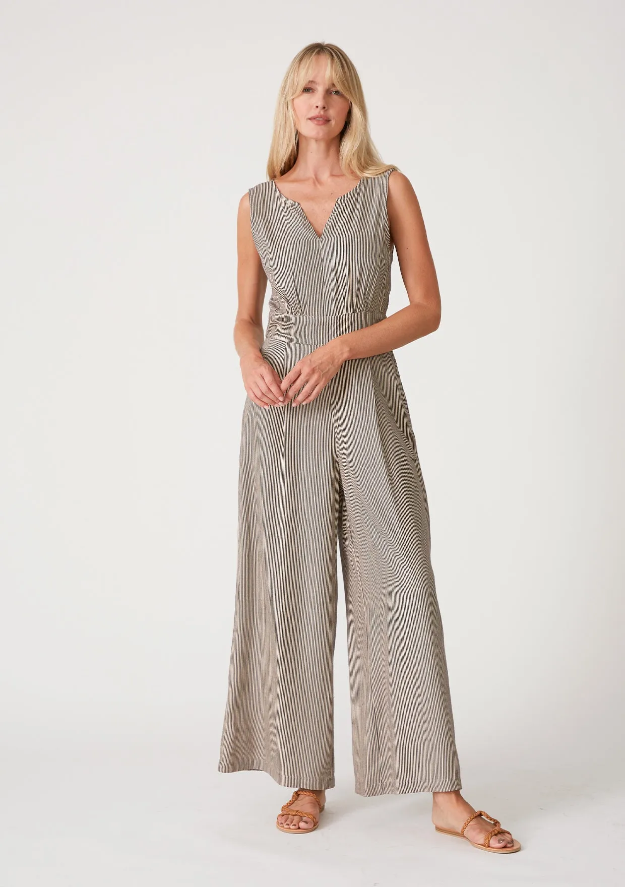 Striped Wide Leg Tank Jumpsuit