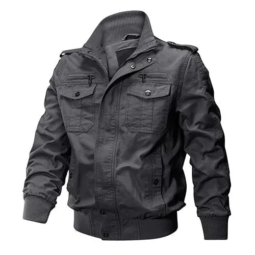 TACVASEN Pilot Bomber Jacket - Men's Cotton Cargo Jackets with Zipper Pockets