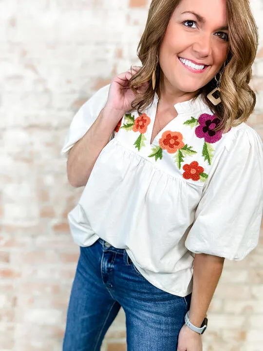 THML Octavia Puff Floral Top - FINAL SALE