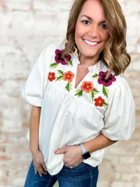 THML Octavia Puff Floral Top - FINAL SALE