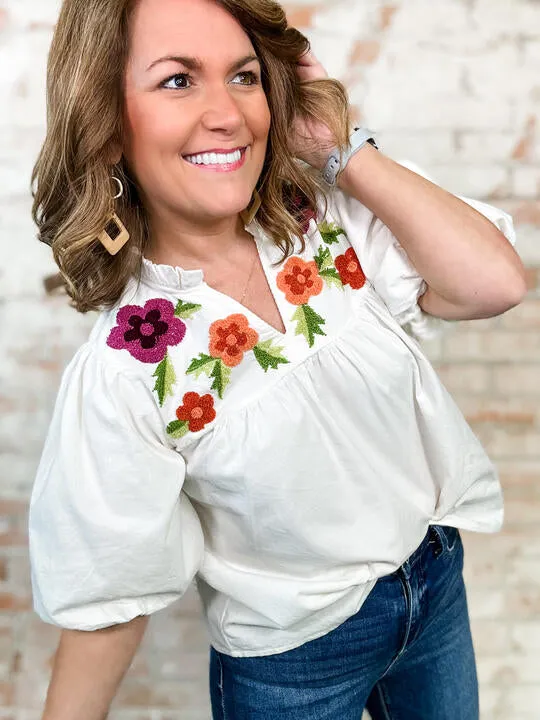 THML Octavia Puff Floral Top - FINAL SALE