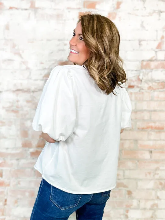 THML Octavia Puff Floral Top - FINAL SALE