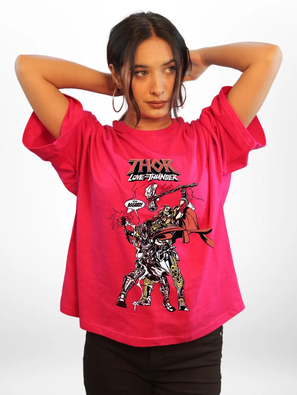 Thor Love And Thunder: FOR ASGARD Graphic Printed Womens Drop Shoulder T-shirt Legacy Boutiques Dhaka
