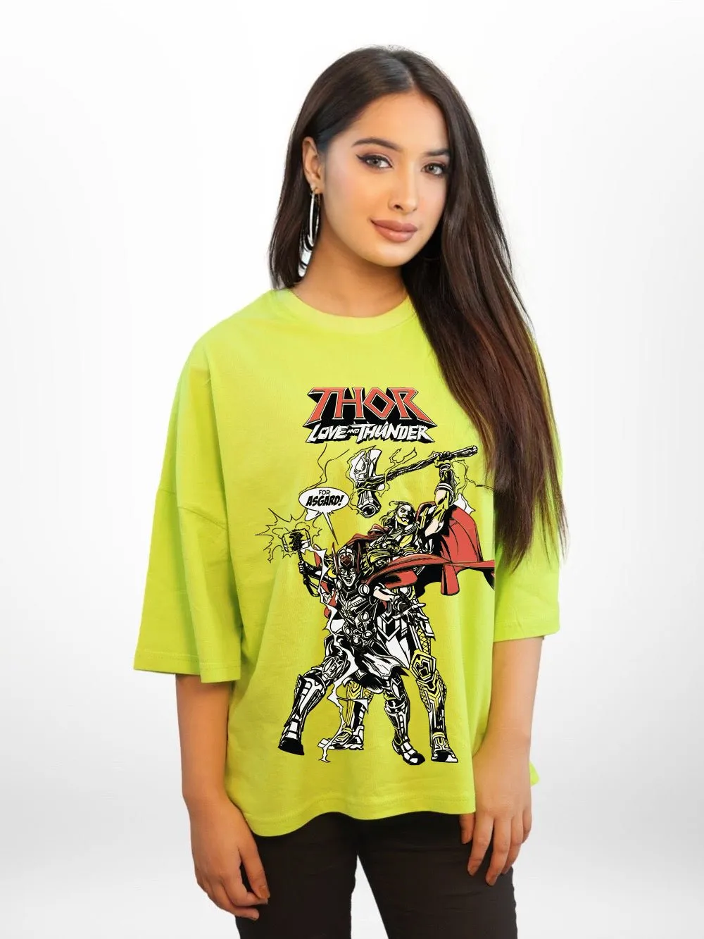 Thor Love And Thunder: FOR ASGARD Graphic Printed Womens Drop Shoulder T-shirt Legacy Boutiques Dhaka