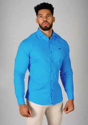 TURQUOISE BLUE MUSCLE FIT SHIRT - POSEIDON