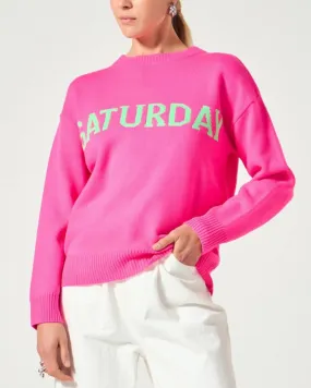 Week Motif Sweater Top - Neon Pink