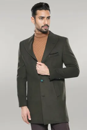 Wide Lapel Green Men Peacoat - Wessi