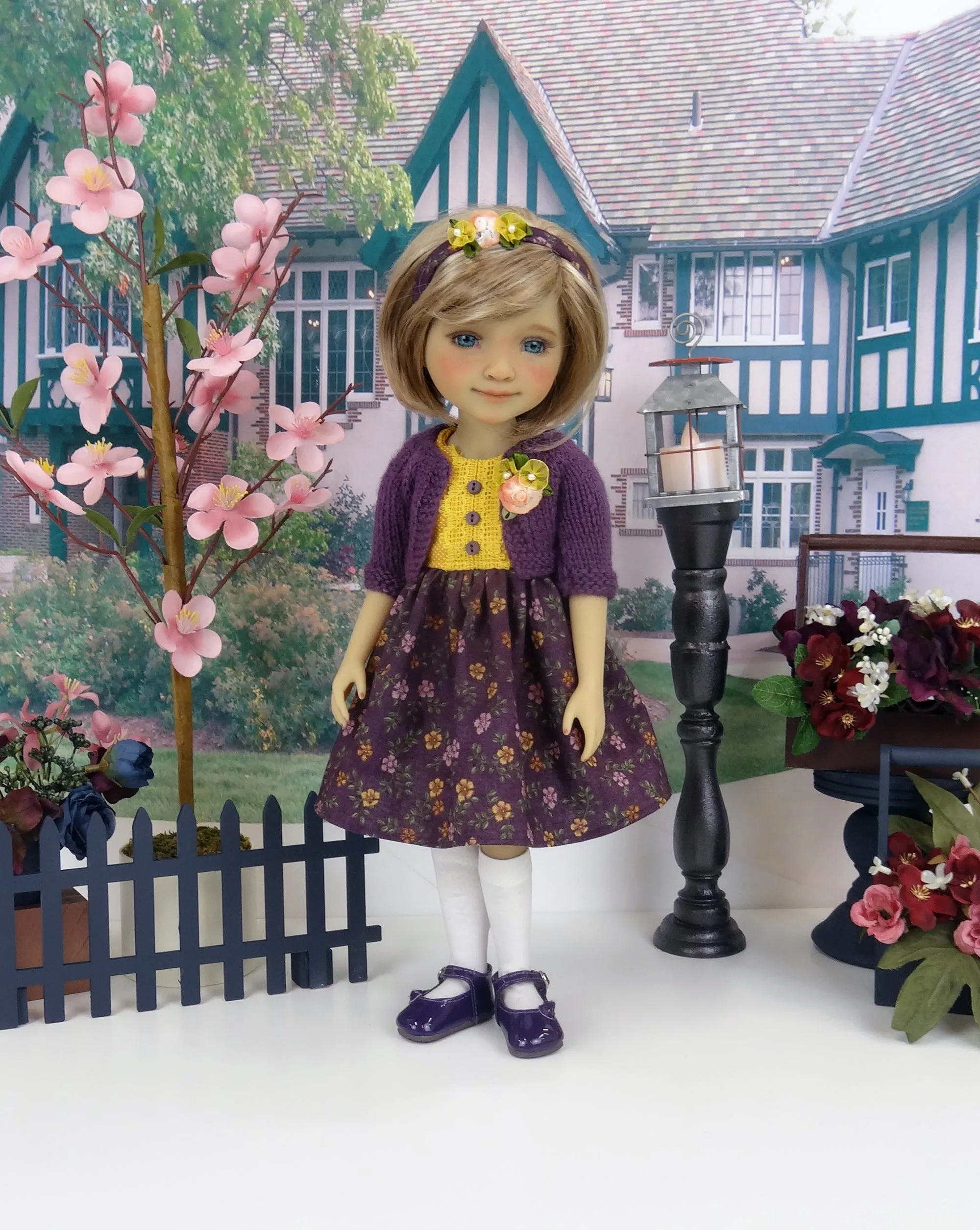 Wildflowers at Dusk - dress and sweater with shoes for Ruby Red Fashion Friends doll