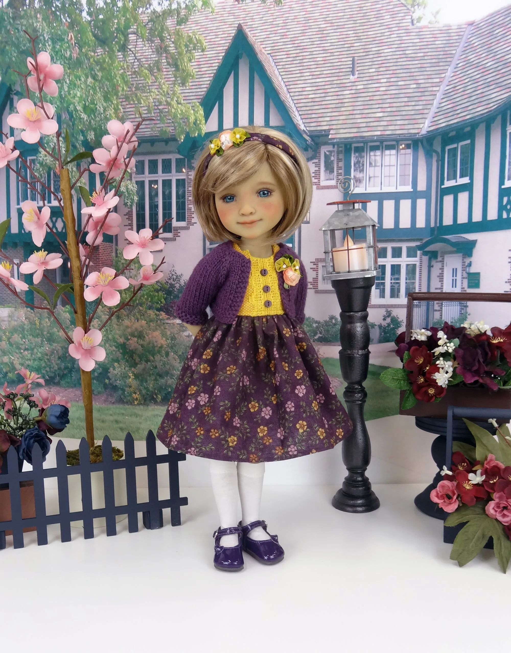 Wildflowers at Dusk - dress and sweater with shoes for Ruby Red Fashion Friends doll