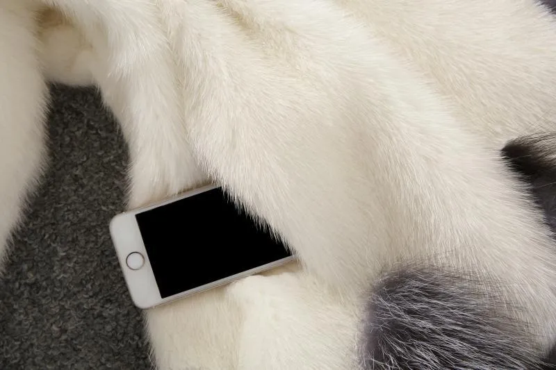 Women Faux Mid Length Mink Fur Coat