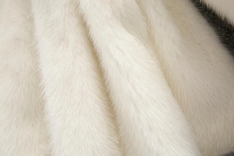Women Faux Mid Length Mink Fur Coat