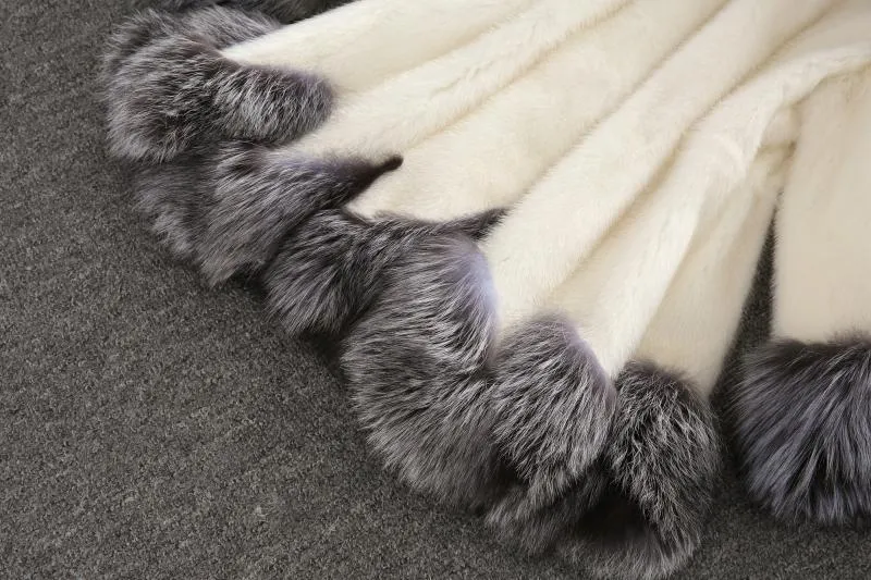 Women Faux Mid Length Mink Fur Coat