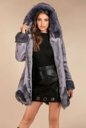 Women Faux Mid Length Mink Fur Coat