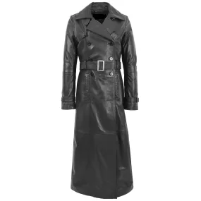 Women's Black Genuine Leather Full Length Coat