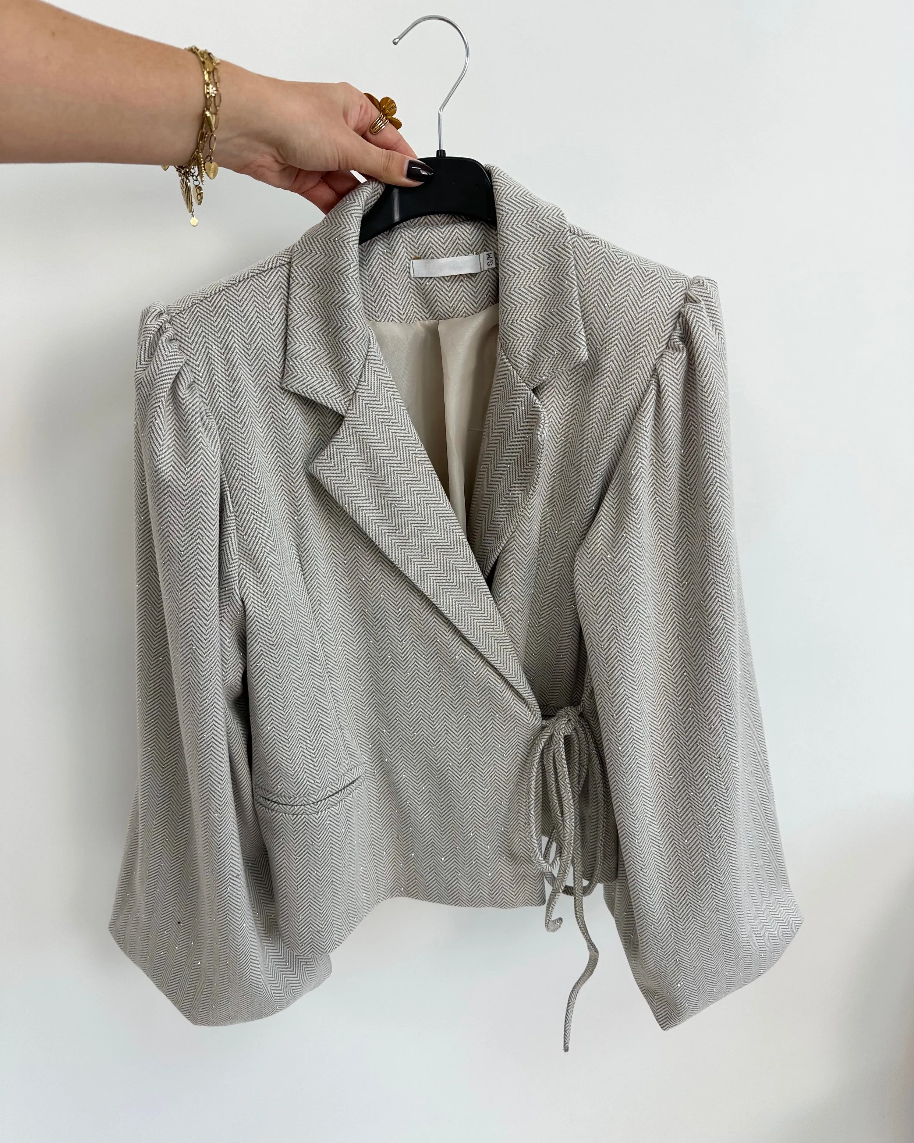 Wrap Blazer Strass Beige