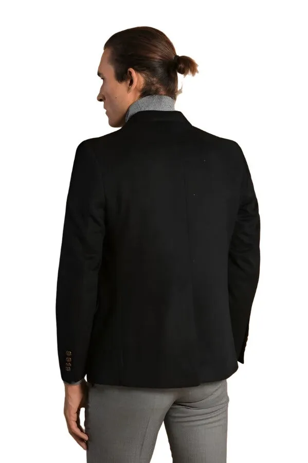 WSS Mens Double Breasted Slim Fit Black Blazer  - Singen